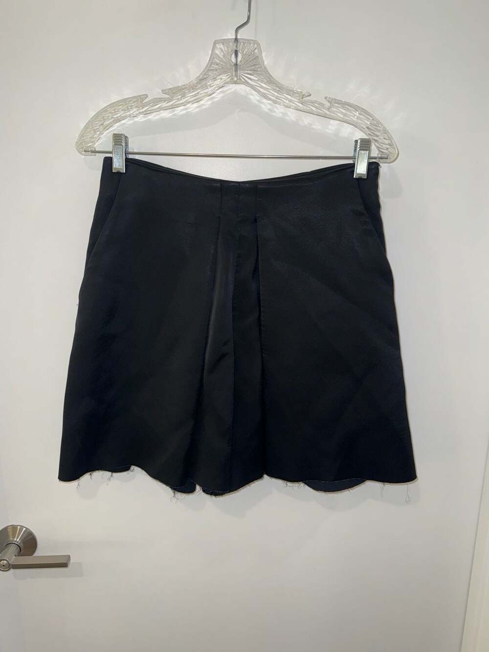 Celine Black Satin Pleated Mini Skirt/Culottes size M